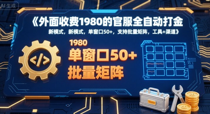 外面收费1980的官服全自动打金，新模式，单窗口50+，支持批量矩阵，工具+渠道【揭秘】-shxbox省心宝盒