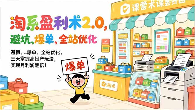 淘系盈利术2.0，避坑、爆单、全站优化，三天掌握高投产玩法，实现月利润翻倍！-shxbox省心宝盒