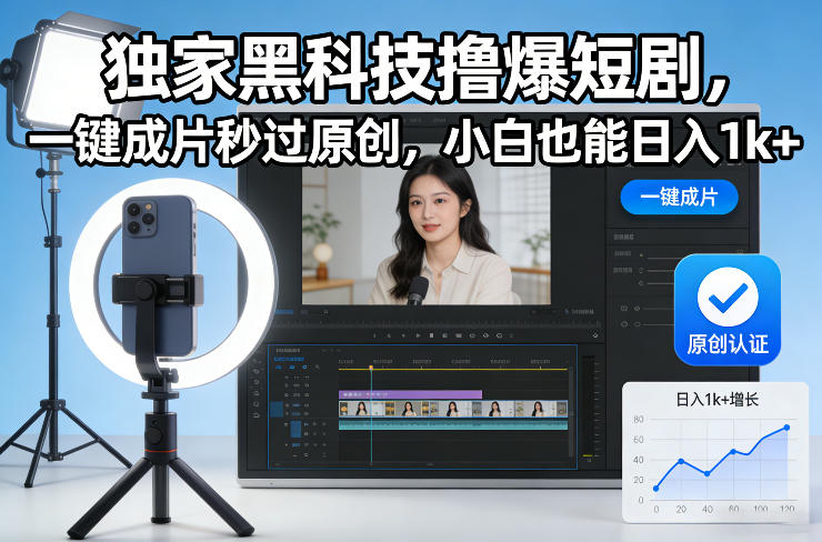 独家黑科技撸爆短剧，一键成片秒过原创，小白也能日入1k+【揭秘】-shxbox省心宝盒