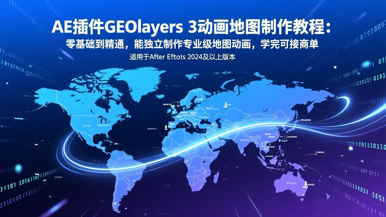 AE插件GEOlayers 3动画地图制作教程：零基础到精通，能独立制作专业级地图动画，学完可接商单-shxbox省心宝盒