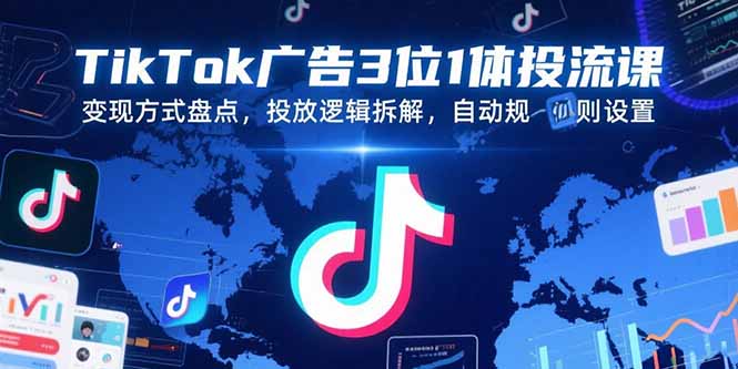 TikTok广告3位1体投流课，变现方式盘点，投放逻辑拆解，自动规则设置-shxbox省心宝盒