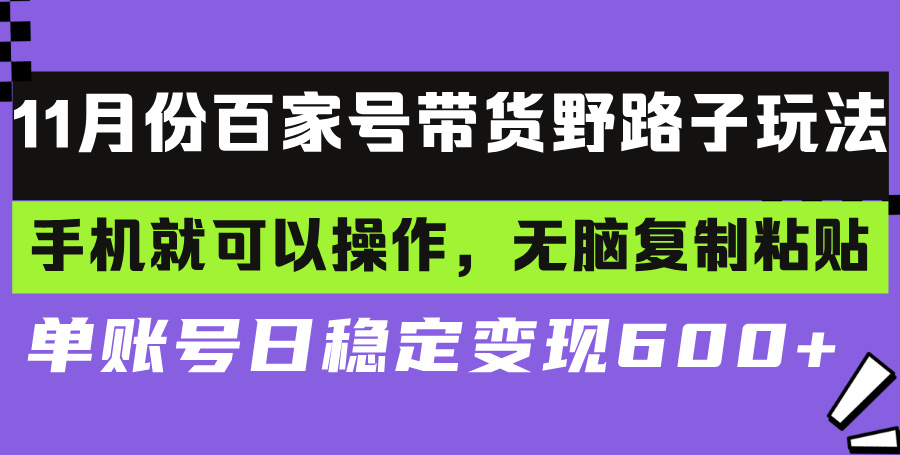 百家号带货野路子玩法 手机就可以操作，无脑复制粘贴 单账号日稳定变现...-shxbox省心宝盒