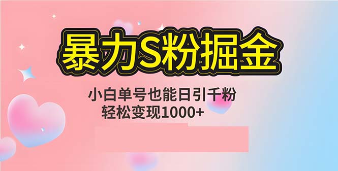 单人单机日引千粉，变现1000+，S粉流量掘金计划攻略-shxbox省心宝盒