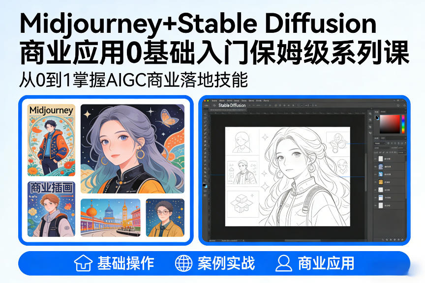 AIGC商业应用Midjourney+Stable Diffusion教程，0基础入门保姆级系列课-shxbox省心宝盒