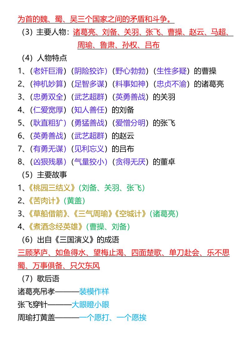 【2025秋新版】五年级语文必考四大名著拓展知识点-五上语文-shxbox省心宝盒