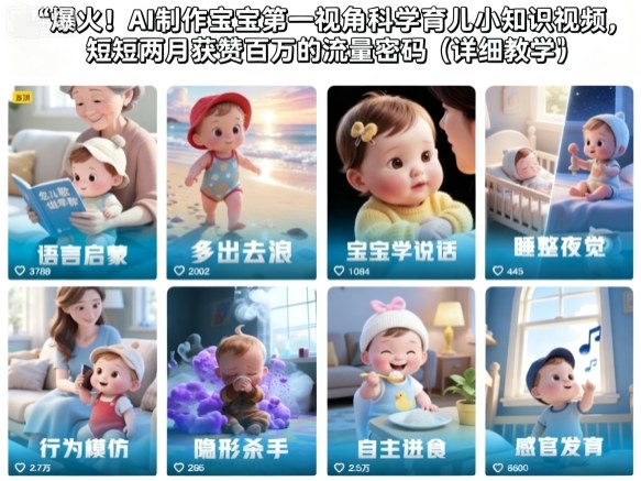 爆火！AI制作宝宝第一视角科学育儿小知识视频，短短两月获赞百万的流量密码(详细教学)-shxbox省心宝盒