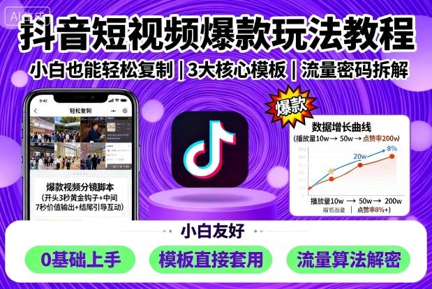 抖音短视频爆款玩法教程，小白也能轻松复制-shxbox省心宝盒