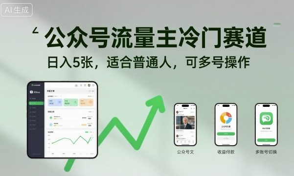 公众号流量主冷门赛道，日入5张，适合普通人，可多号操作-shxbox省心宝盒