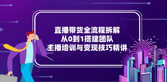 直播带货全流程拆解：从0到1搭建团队，主播培训与变现技巧精讲-shxbox省心宝盒