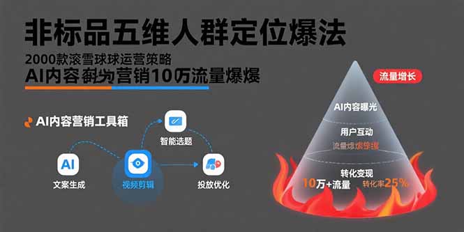 非标品五维人群定位法,2000款滚雪球运营策略,AI内容营销10万流量引爆-shxbox省心宝盒