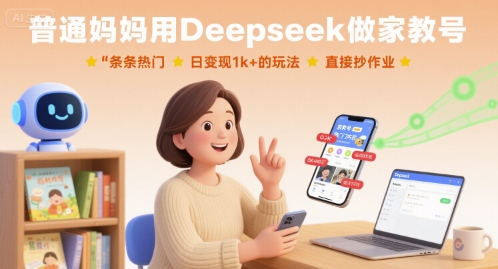 普通妈妈用Deepseek做家教号，条条热门，日变现1k+的玩法，直接抄作业-shxbox省心宝盒