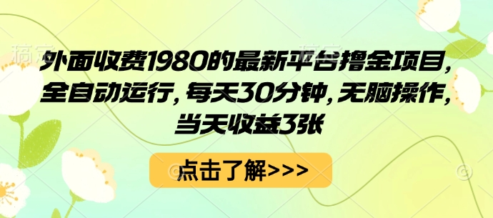 外面收费1980的最新平台撸金项目,全自动运行,每天30分钟,无脑操作,当天收益3张【揭秘】-shxbox省心宝盒