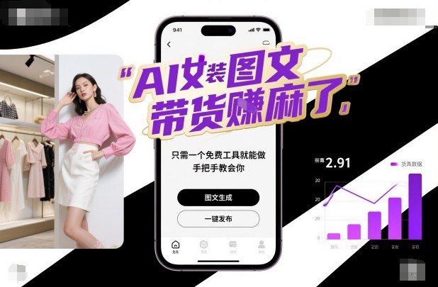 AI女装图文带货賺麻了，只需一个免费工具就能做，手把手教会你！-shxbox省心宝盒