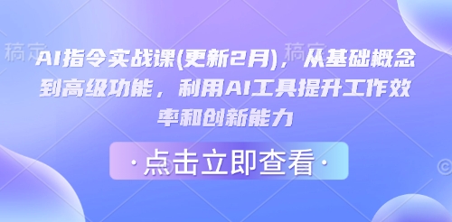 AI指令实战课(更新2月)，从基础概念到高级功能，利用AI工具提升工作效率和创新能力-shxbox省心宝盒