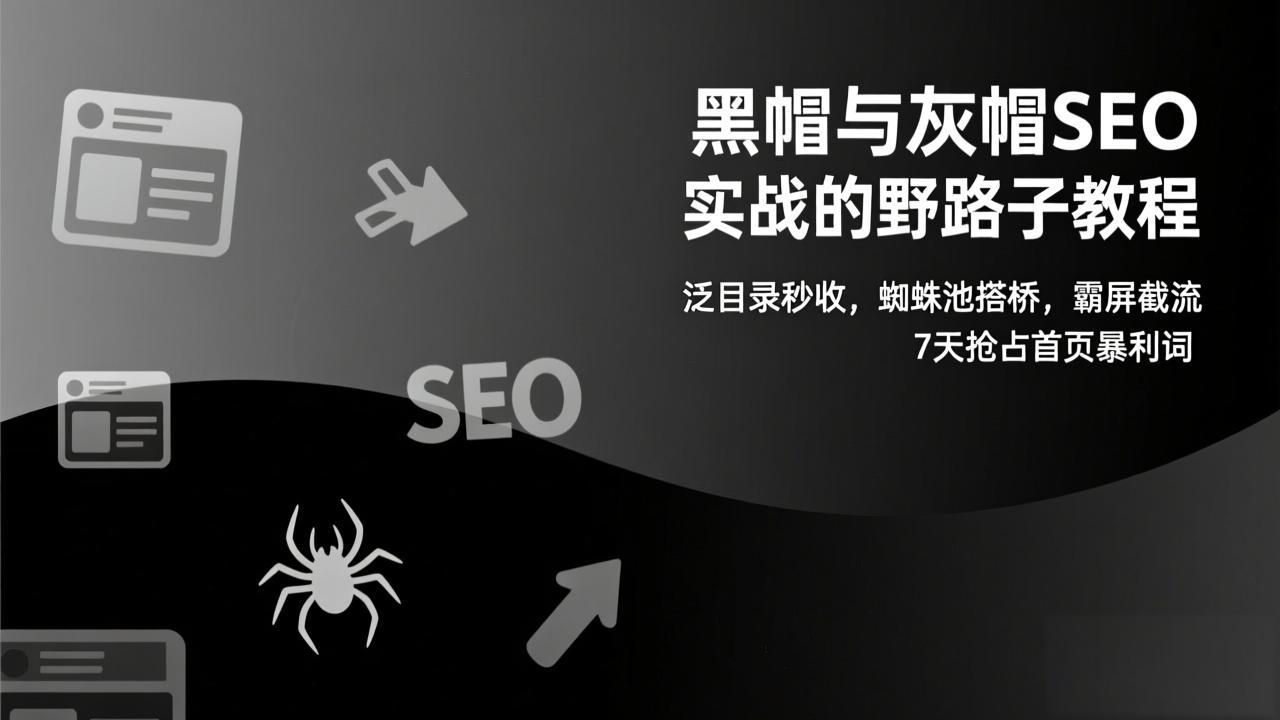 黑帽与灰帽SEO实战的野路子教程：泛目录秒收，蜘蛛池搭桥，霸屏截流，7天抢占首页暴利词-shxbox省心宝盒