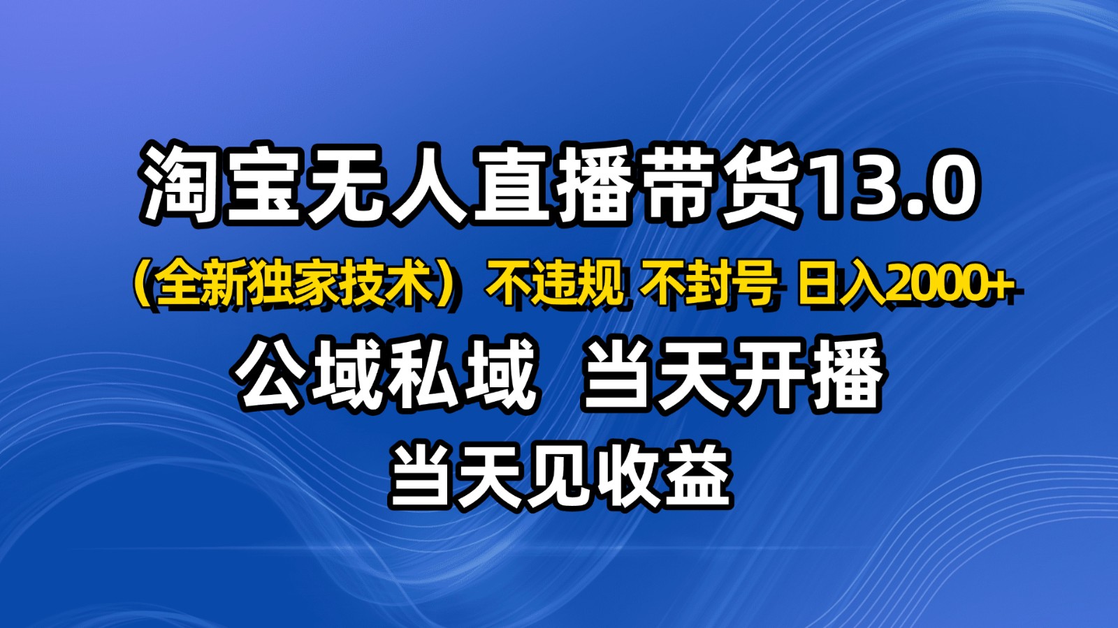 淘宝无人直播13.0，公域私域技术，不封号，不违规 布局下半年旺季赛道，日入2000+-shxbox省心宝盒