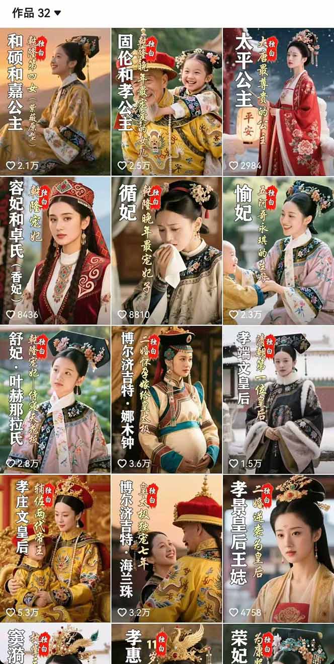 历史女性人物创作课：独白文案+AI克隆+蒙版剪辑，3个月涨粉22w+副业月入3w-shxbox省心宝盒