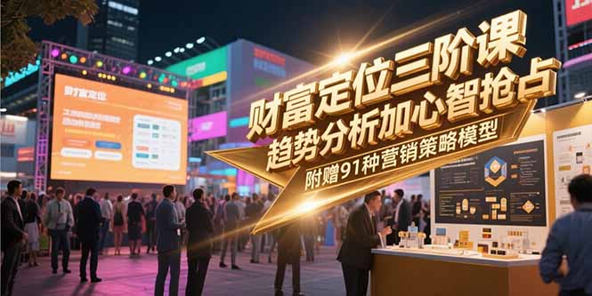 财富定位三阶课，趋势分析加心智抢占，附赠91种营销策略模型-shxbox省心宝盒