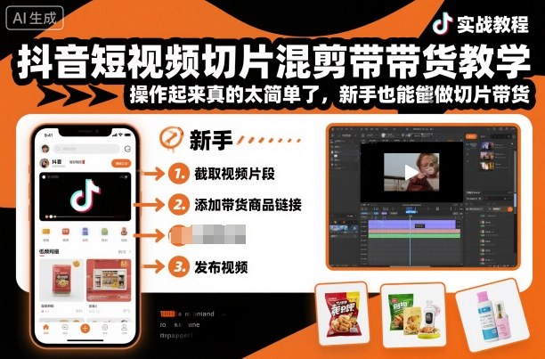 抖音短视频切片混剪带货教学，操作起来真的太简单了，新手也能做切片带货-shxbox省心宝盒