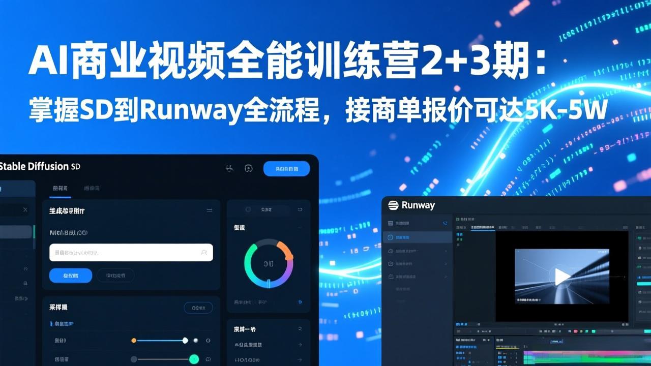 AI商业视频全能训练营2+3期：掌握SD到Runway全流程，接商单报价可达5K-5W-shxbox省心宝盒