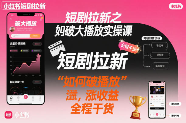短剧拉新之小红书如何破大播放实操课，如何破播放，涨收益，全程干货-shxbox省心宝盒