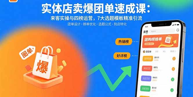 实体店卖爆团单速成课：来客实操与四榜运营，7大选题模板精准引流-shxbox省心宝盒