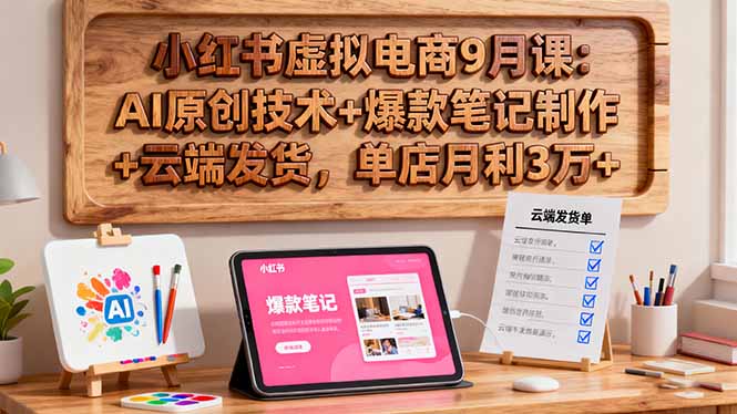 小红书虚拟电商9月课：AI原创技术+爆款笔记制作+云端发货，单店月利3万+-shxbox省心宝盒