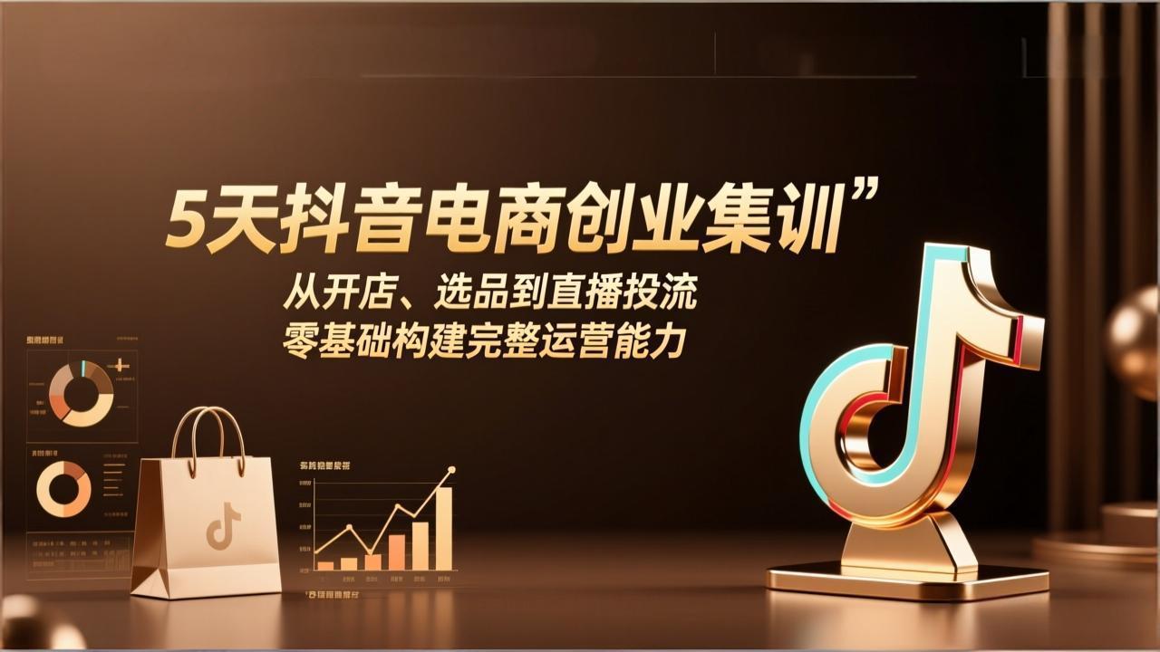 5天抖音电商创业集训：从开店、选品到直播投流，零基础构建完整运营能力-shxbox省心宝盒