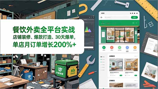 餐饮外卖全平台实战，店铺装修、爆款打造、30天爆单，手把手教学，单店月订单增长200%+-shxbox省心宝盒