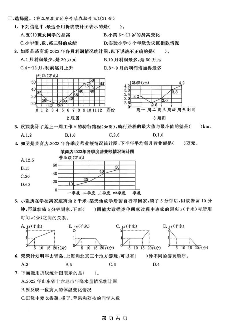 五年级上数学第七单元质量检测卷《青岛63版》-shxbox省心宝盒