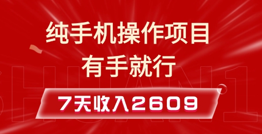 纯手机操作的小项目，有手就能做，7天收入2609+实操教程【揭秘】-shxbox省心宝盒