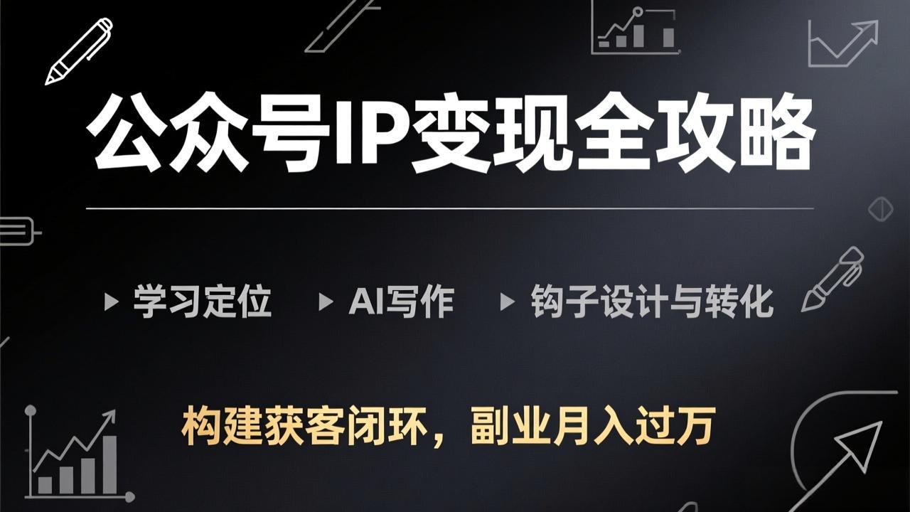 公众号IP变现全攻略-更新，学习定位、AI写作、钩子设计与转化，构建获客闭环，副业月入过万-shxbox省心宝盒