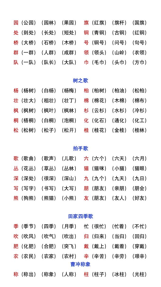 二年级上册语文暑假预习重点《生字组词汇总》-shxbox省心宝盒