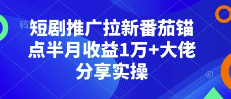 短剧推广拉新番茄锚点半月收益1万+大佬分享实操-shxbox省心宝盒