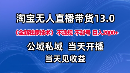 淘宝无人直播13.0，公域私域技术，不封号，不违规布局下半年旺季赛道，日入1K+(独家技术)【揭秘】-shxbox省心宝盒