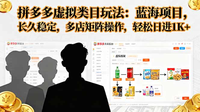 拼多多虚拟类目玩法，蓝海项目，长久稳定，多店矩阵操作，轻松日进1K+-shxbox省心宝盒