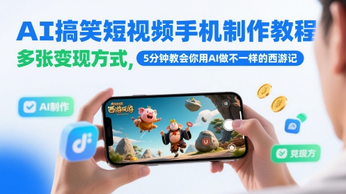 AI搞笑短视频手机制作教程，多张变现方式，5分钟教会你用AI做不一样的西游记-shxbox省心宝盒