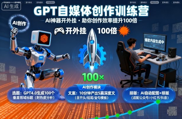 GPT自媒体创作训练营：AI神器开外挂，助你创作效率提升100倍-shxbox省心宝盒