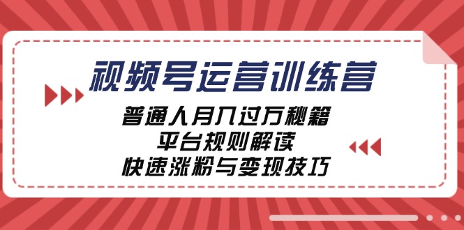 视频号运营训练营：普通人月入过万秘籍，平台规则解读，快速涨粉与变现-shxbox省心宝盒