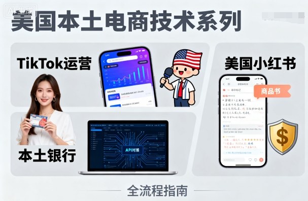 美国本土电商技术，Tiktok 运营篇+美国小红书篇+本土银行篇-shxbox省心宝盒