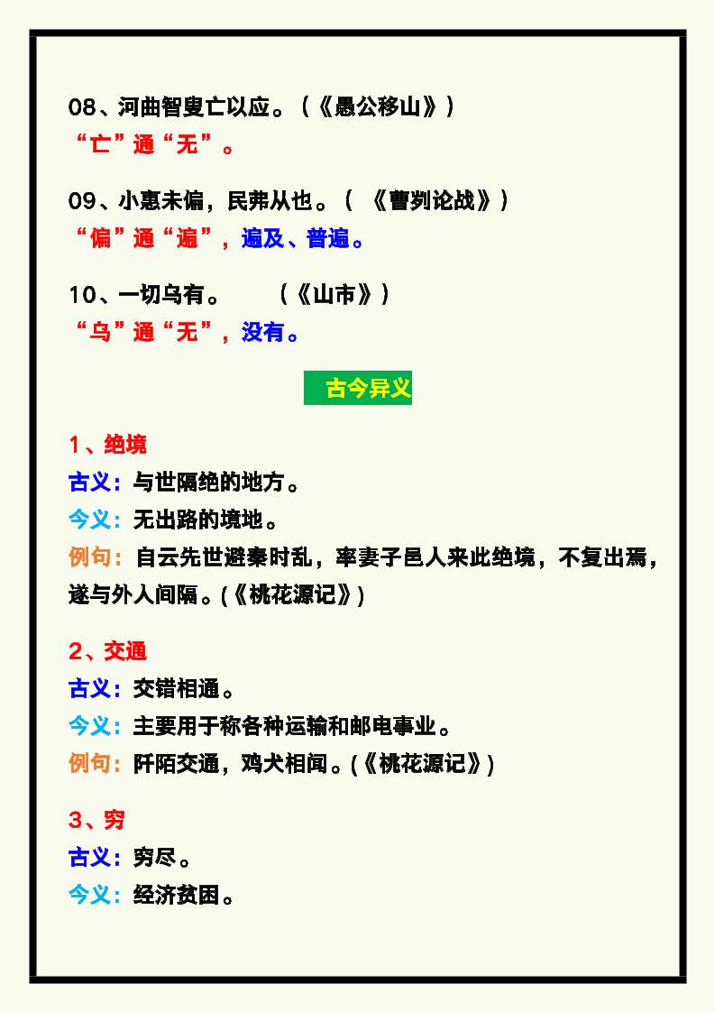 【2025秋新版】四年级语文上册《文言文知识点》，考试必考！-shxbox省心宝盒