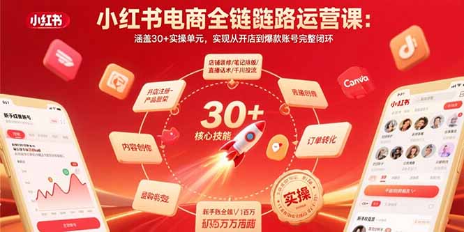 小红书电商全链路运营课：涵盖30+实操单元，实现从开店到爆款账号完整闭环-shxbox省心宝盒