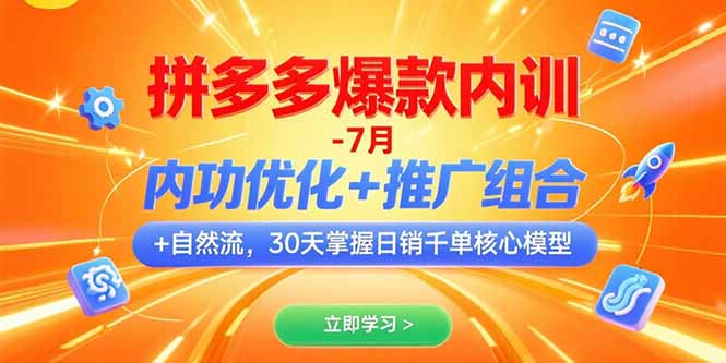 拼多多爆款内训-7月 内功优化+推广组合+自然流 30天掌握日销千单核心模型-shxbox省心宝盒