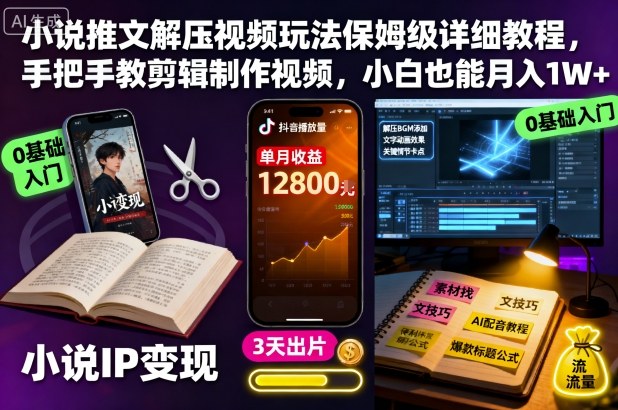 小说推文解压视频玩法保姆级详细教程，手把手教剪辑制作视频，小白也能月入1W+-shxbox省心宝盒