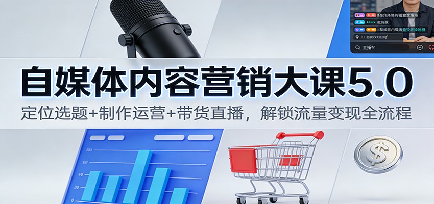 自媒体内容营销大课5.0：定位选题+制作运营+带货直播，解锁流量变现全流程-shxbox省心宝盒