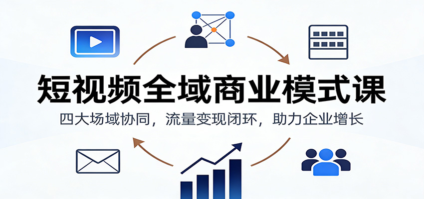 短视频全域商业模式课：四大场域协同，流量变现闭环，助力企业增长-shxbox省心宝盒