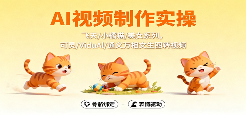 AI视频制作实操，飞天/小橘猫/美女系列，可灵/ViduAl/通义万相文生图转视频-shxbox省心宝盒