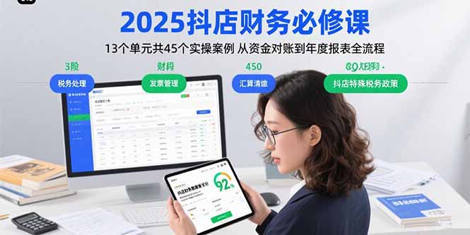 2025抖店财务必修课：13个单元共45个实操案例 从资金对账到年度报表全流程-shxbox省心宝盒