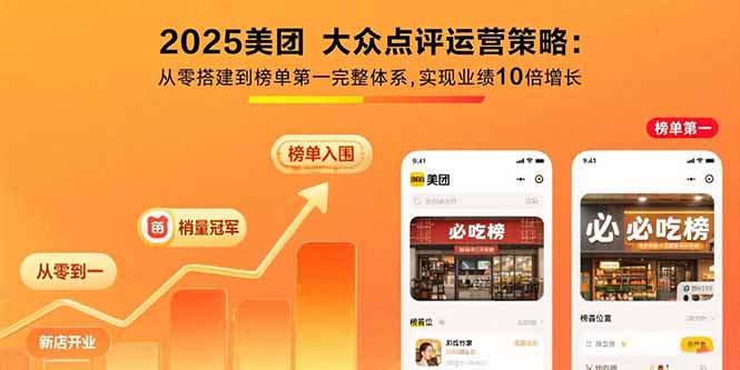 2025美团 大众点评运营策略:从零搭建到榜单第一完整体系,实现业绩10倍增长-shxbox省心宝盒