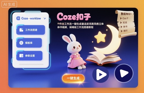 Coze扣子工作流一键生成童话皮克斯风格立体书视频，保姆级工作流搭建教程-shxbox省心宝盒